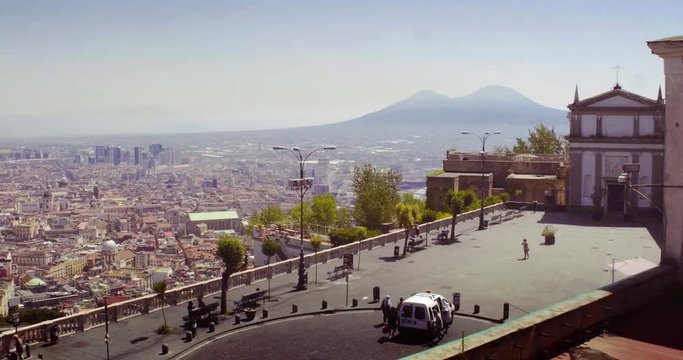 NAPLES, ITALY – JULY 2016 : Video shot of walking up to Castel Sant Elmo on a sunny day with central cityscape in view