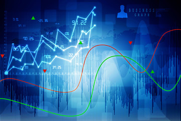 2d rendering Stock market online business concept. business Graph 