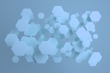 Obraz na płótnie Canvas Blue hexagons of random size on blue background