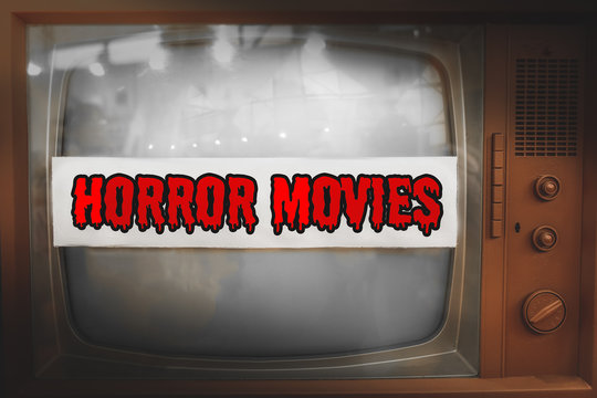 horror movies genre television label old tv text vintage retro
