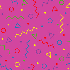 Seamless geometric vector pattern Form a triangle, a line, a circle. Memphis style.