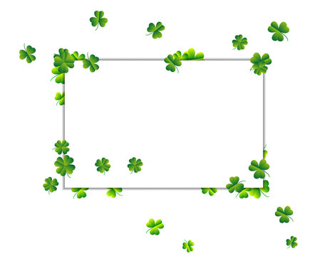 Vector frame. Abstract background in St. Patrick's day with clover leaves.