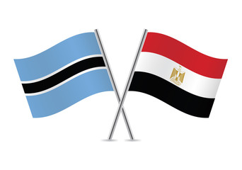 Botswana and Egypt flags. Vector illustration.