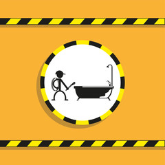 Plumber. Vector icon. Black and white vector icon on a yellow background.