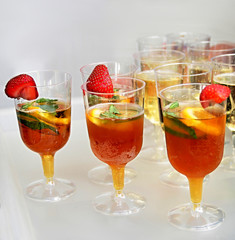 cocktail drink with strawberries