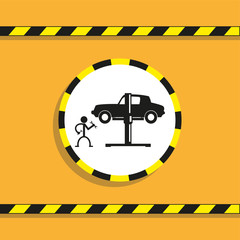 Mechanic in automotive service. Vector icon.