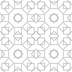 Gray geometric ornament on white background. Seamless pattern