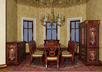 3D Rendering Victorian Dining Room