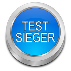 Test Winner button - in german - 3D illustration
