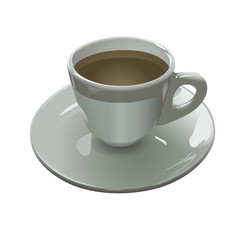 white cup with drink on white background