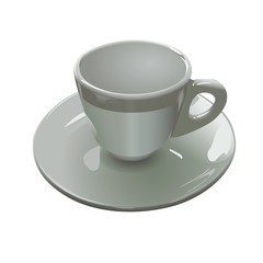 white cup with gray border on white background