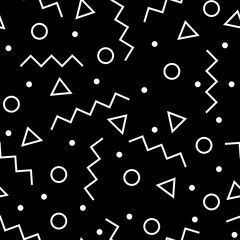 Seamless geometric vector pattern Form a triangle, a line, a circle. Memphis style.