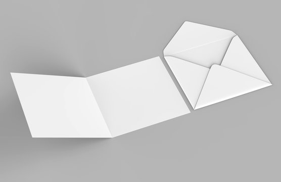 Blank white realistic baronial envelopes mock up. 3d rendering illustration.