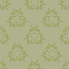 Olive green floral seamless pattern