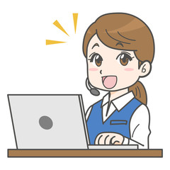 コールセンター受付・女性オペレーターのイラスト