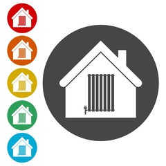 Radiator in house icon - vector Illustration 