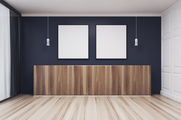 Blue room, two square posters