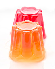 colorful gelatin blocks isolated on white background