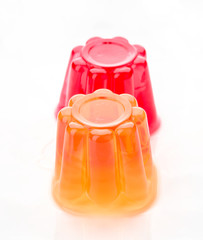 colorful gelatin blocks isolated on white background