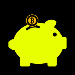 Black and yellow bitcoin vector design
