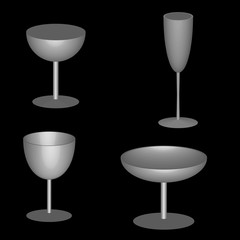 3d water wine drinking glasses vector design