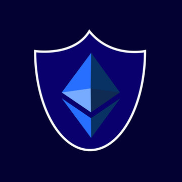 blue etherum security shield icon vector design