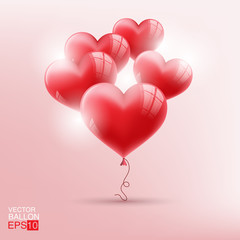 Vector red balloon in form of heart on light background