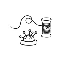 Vector hand drawn icon of thread