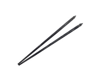 wooden chopsticks arranging on white background