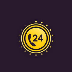 24 hour service vector icon