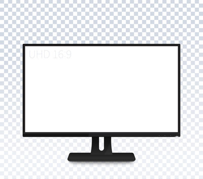 computer monitor vector mockup, realistic display with wide blank screen
