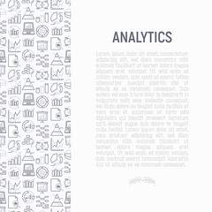 Obraz premium Analytics concept with thin line icons: diagram, chart, statistics, pyramid, business analysis. Modern vector illustration for banner, web page, print media.