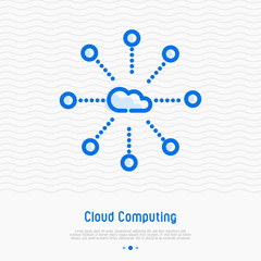 Cloud computing thin line icon. Modern vector illustration.