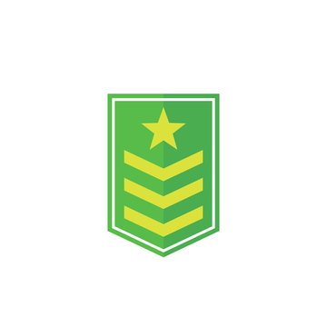 Military rank, army epaulettes icon on white