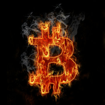 Burning bitcoin symbol