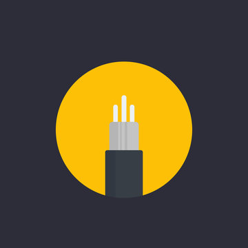 optic fiber cable vector icon in flat style
