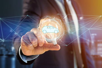 Car icon on a futuristic interface