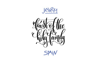 january 1 - feast of the holy family - spain hand lettering insc