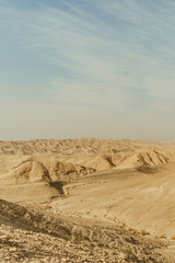 Verical landscape view on dry middle east wilderness in Israel