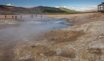 Geothermal valley of Hverir. Unusual lunar landscapes of Iceland.