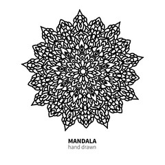 Mandala flower vector drawing. Decorative boho round ornament. 