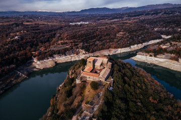 Aerial view of a monastery