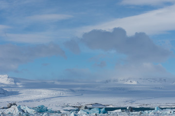 Fototapeta na wymiar Icy blue and white landscape glacier in winter Iceland