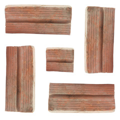 old red bricks isolated on white background with clipping path.