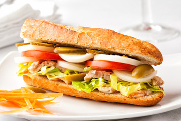 Fresh healthy baguette sandwich