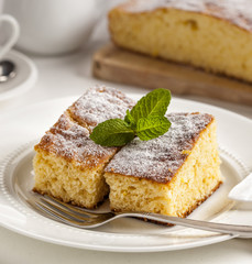 Delicious homemade cake with fork
