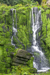 Handmade waterfall in autumn