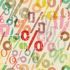 seamless percentage sign pattern background, grungy style vector illustration