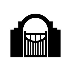 Garden gateway or garden entrance gate, shade picture