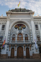 Fototapeta na wymiar Chuquisaca Governorship Palace at Plaza 25 de Mayo Square in Sucre, Bolivia
